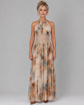 Elavenue | Halter Neck Lace Waist Maxi Dress