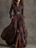 Beatriz | Long Checkered Dress with Belt