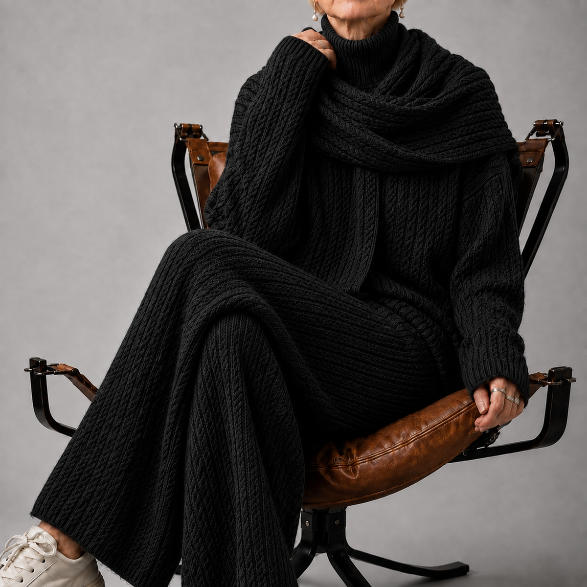 Alena Cable-Knit Turtleneck Set