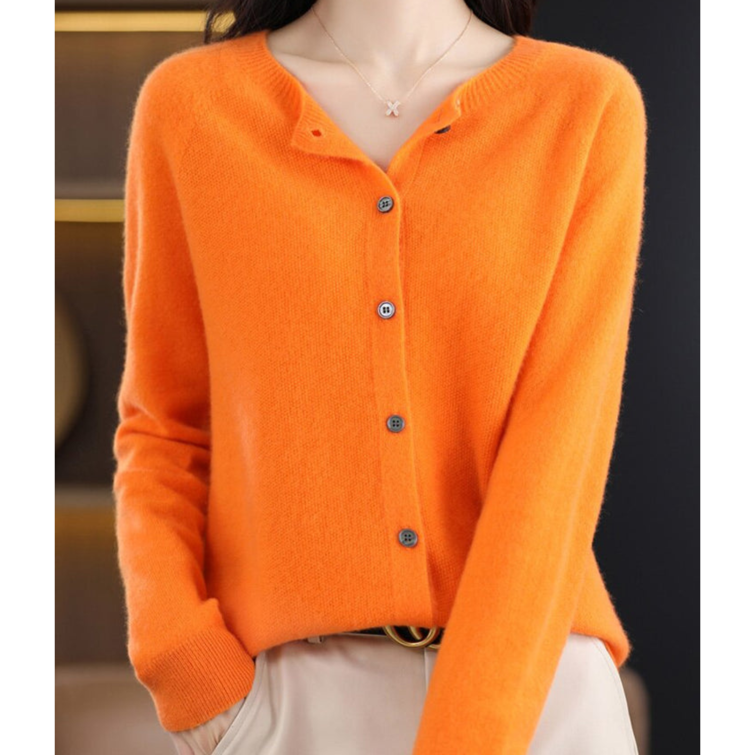 Jazlyn | Women’s Round Neck Relaxed Fit Cardigan