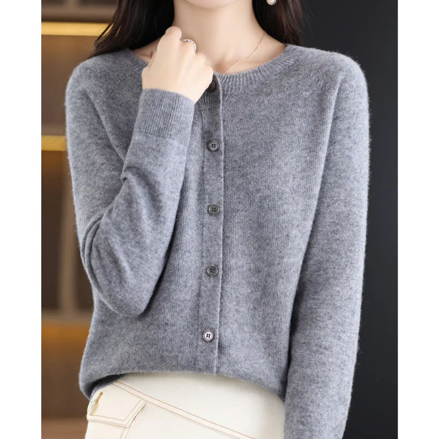 Jazlyn | Women’s Round Neck Relaxed Fit Cardigan