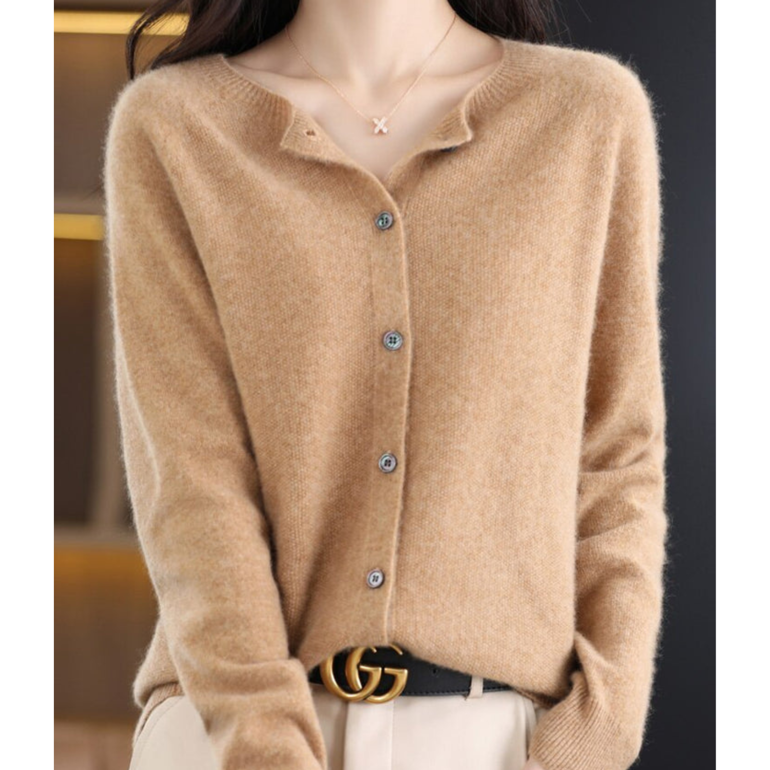Jazlyn | Women’s Round Neck Relaxed Fit Cardigan
