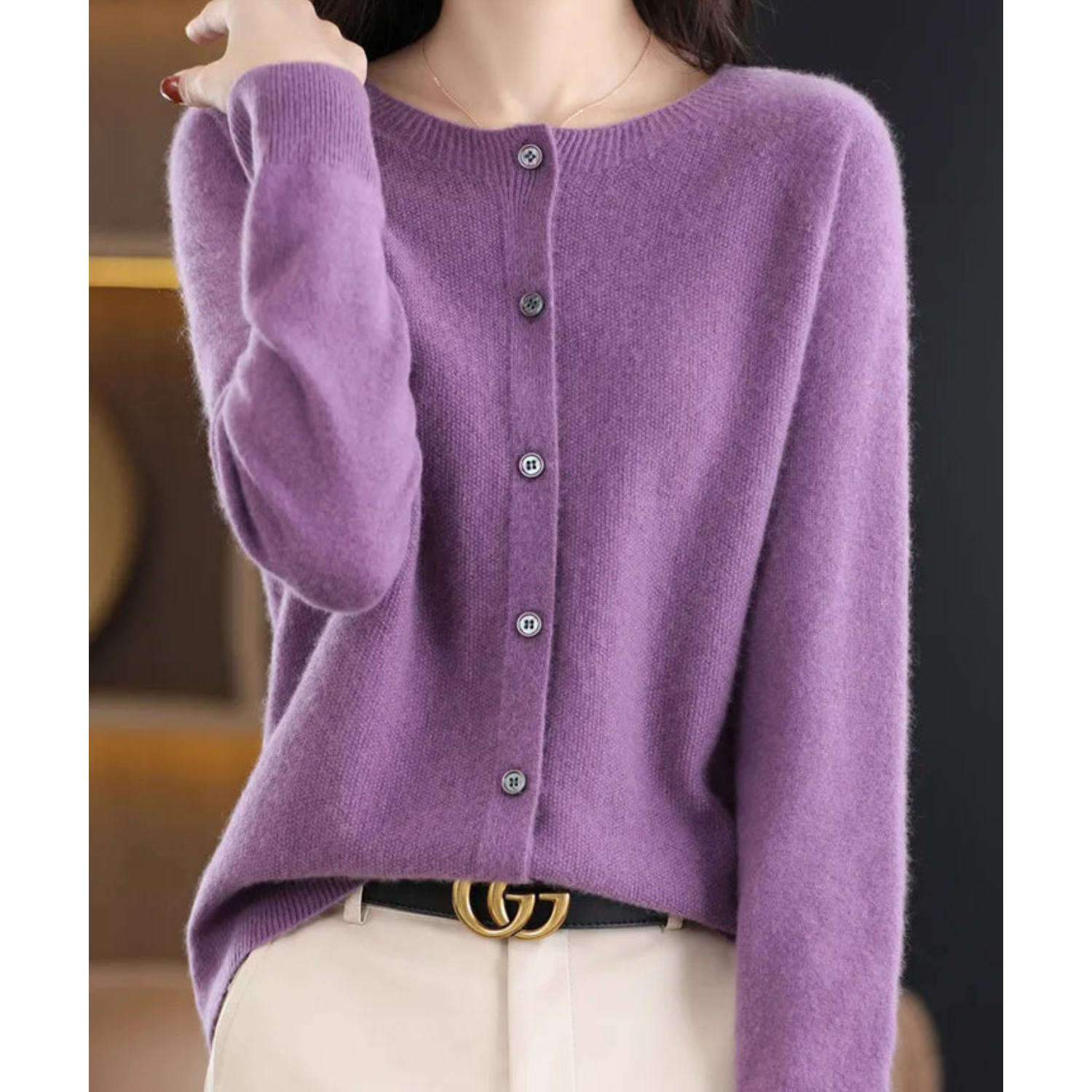 Jazlyn | Women’s Round Neck Relaxed Fit Cardigan