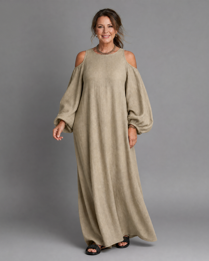 Sylphine | Cold Shoulder Balloon Sleeve Relaxed Maxi Dress