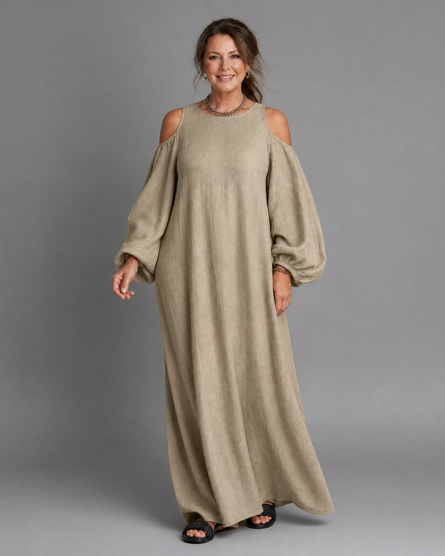 Sylphine | Cold Shoulder Balloon Sleeve Relaxed Maxi Dress