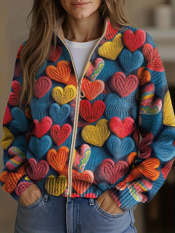 Valentine™ | Multicolor Hearts Textured Knit Pattern