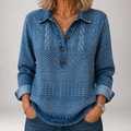 Jorunn™ | Jacquard Denim-Wash Polo Sweater