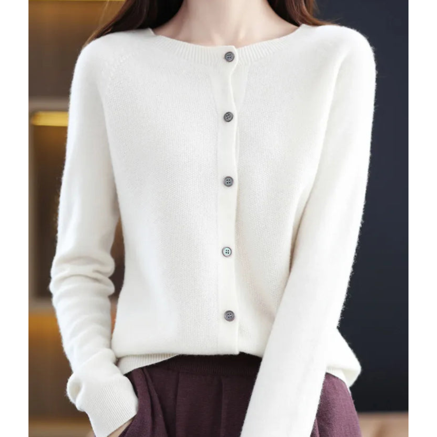 Jazlyn | Women’s Round Neck Relaxed Fit Cardigan