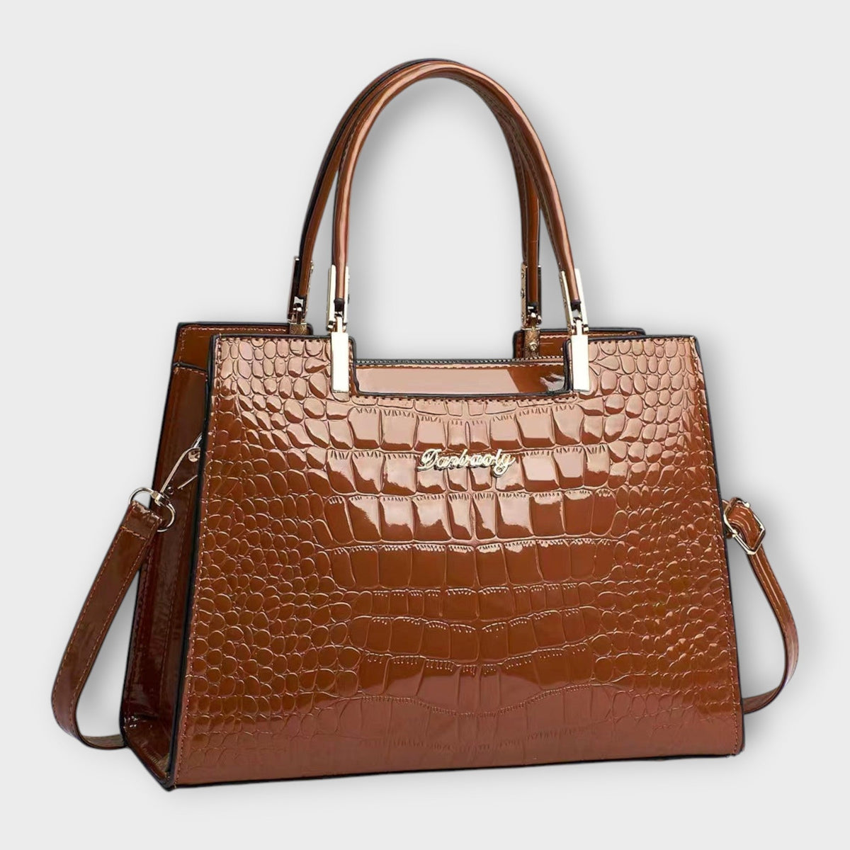 Valentina | Glossy Crocodile-Pattern Handbag