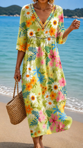 Colorful Floral Midi Dress