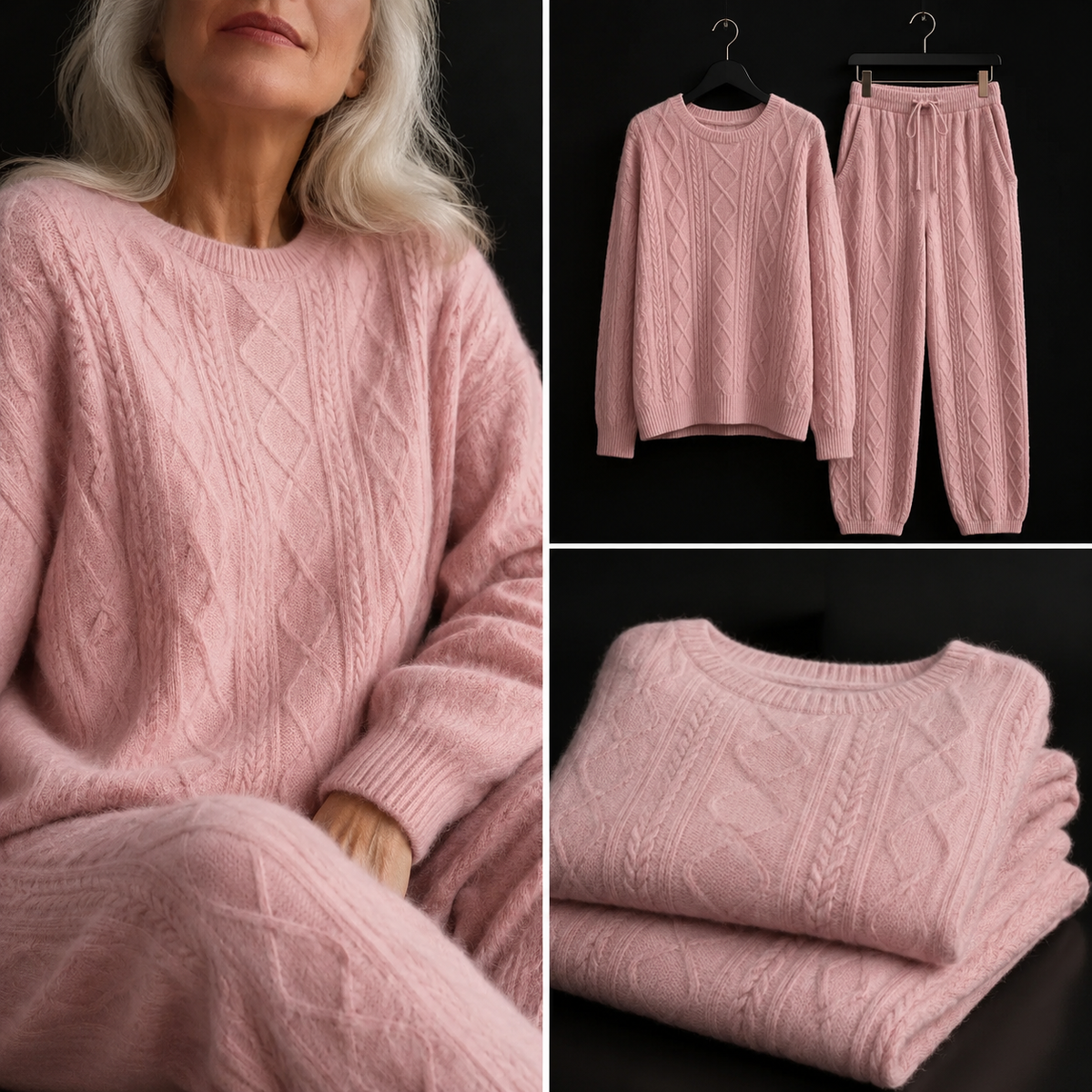 Claudette Cable-Knit Lounge Set
