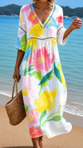 Colorful Floral Midi Dress