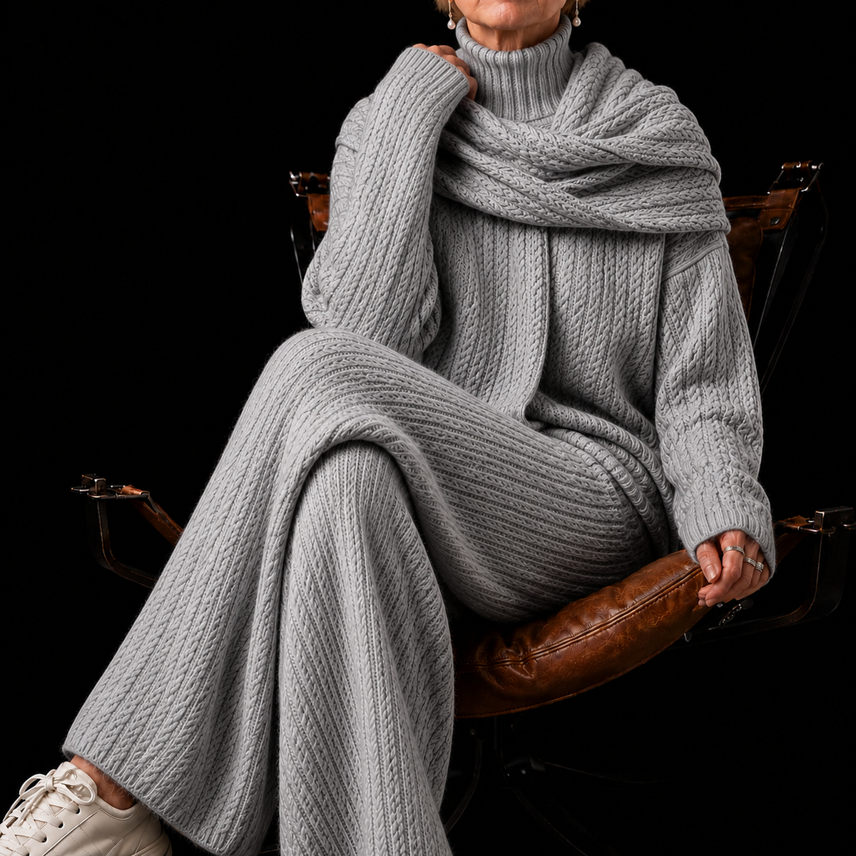 Alena Cable-Knit Turtleneck Set
