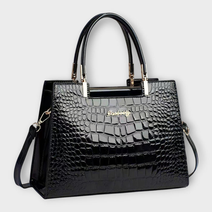 Valentina | Glossy Crocodile-Pattern Handbag