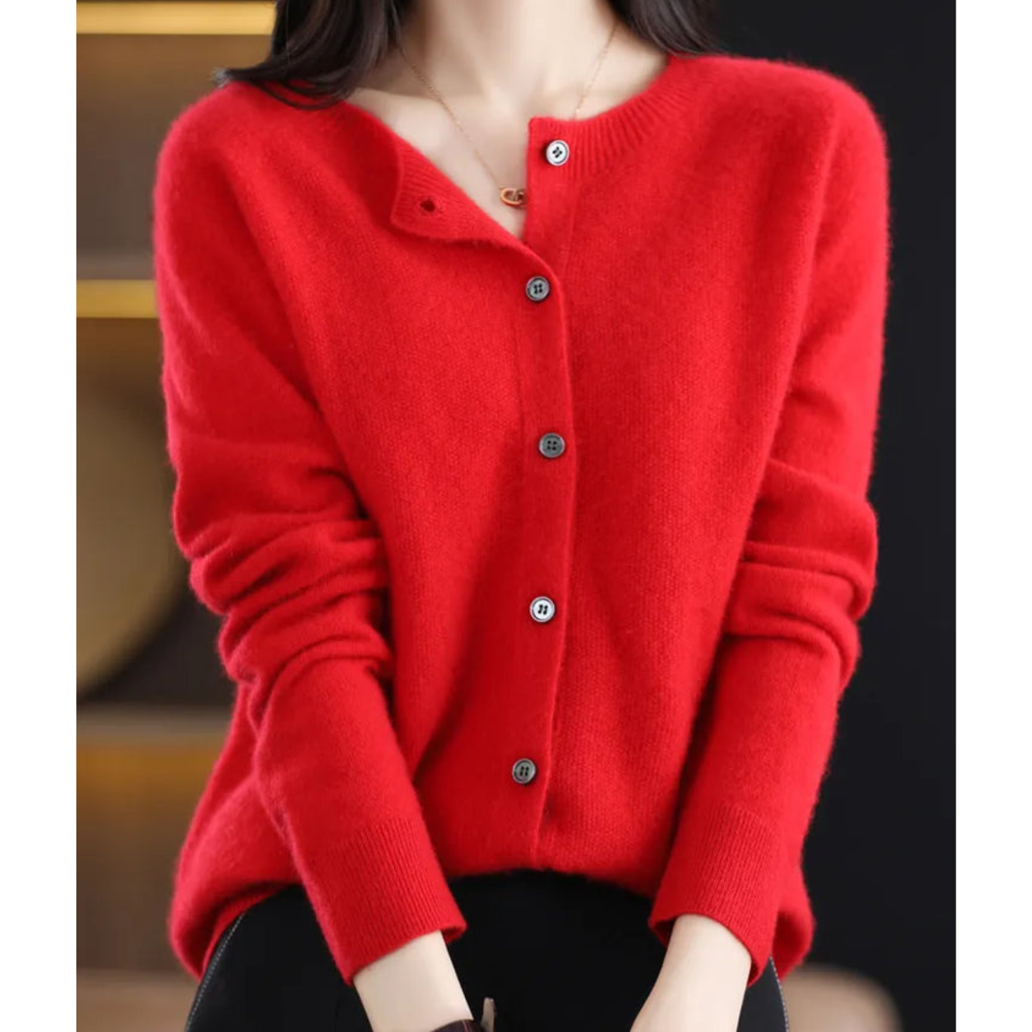 Jazlyn | Women’s Round Neck Relaxed Fit Cardigan
