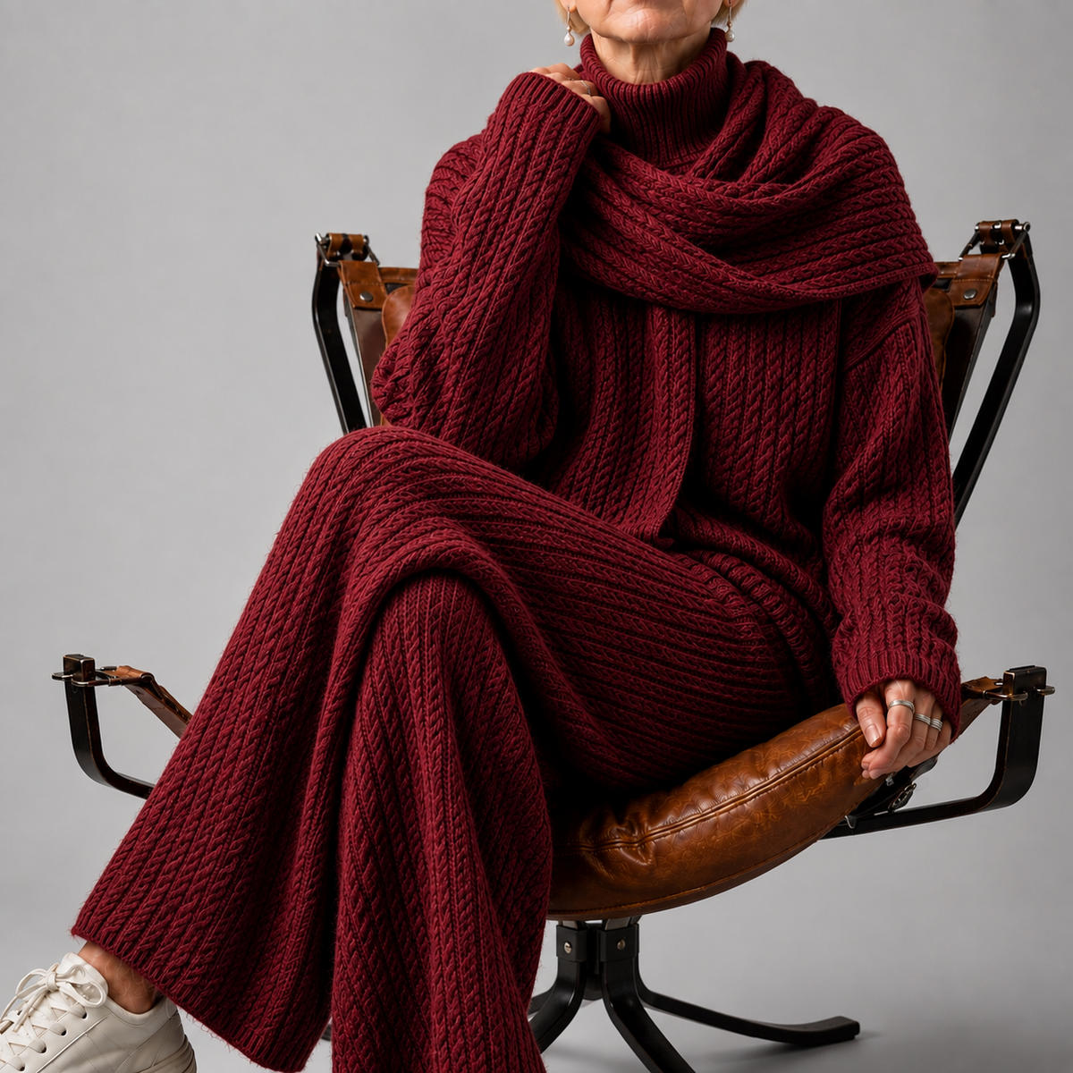 Alena Cable-Knit Turtleneck Set