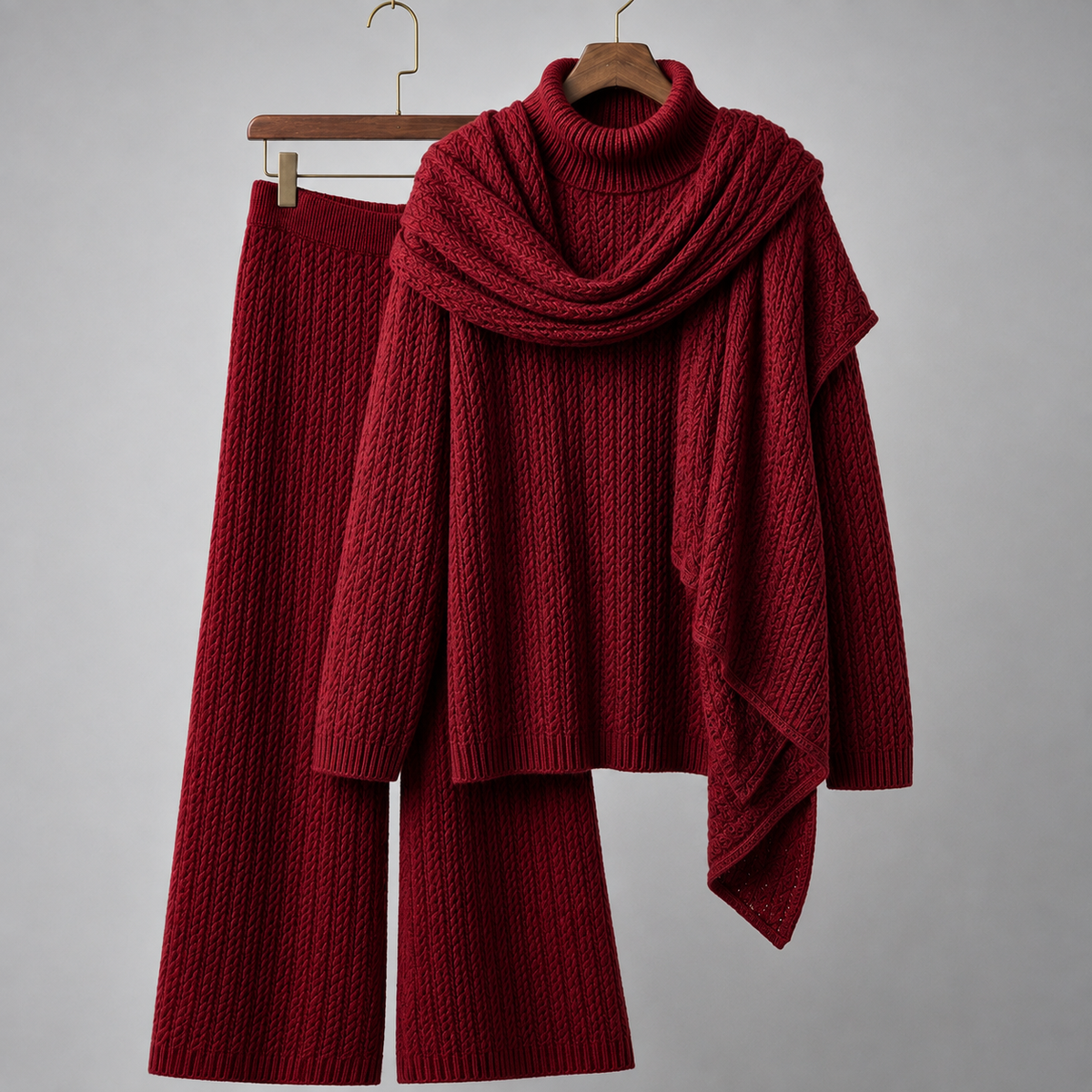 Alena Cable-Knit Turtleneck Set
