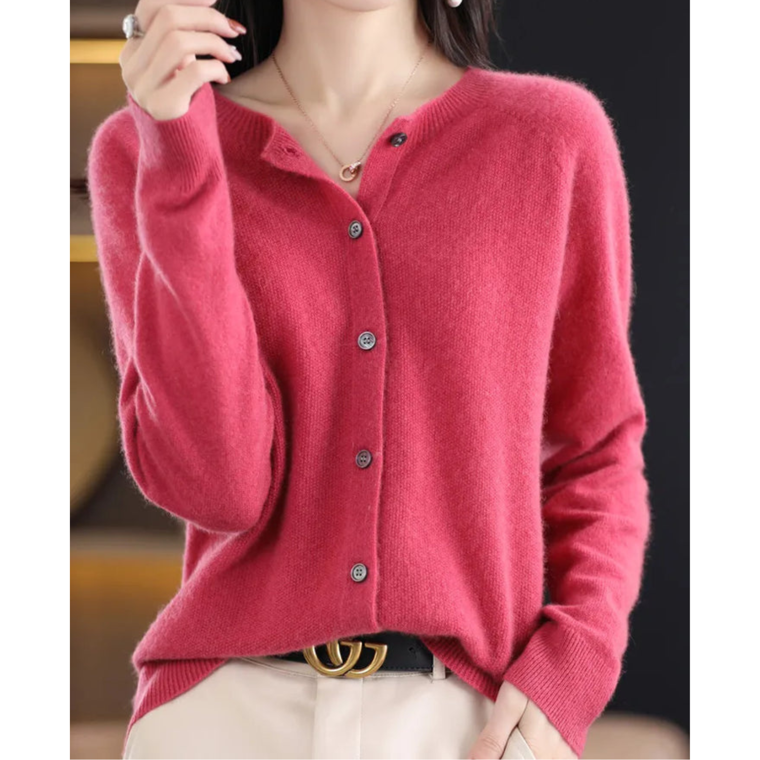 Jazlyn | Women’s Round Neck Relaxed Fit Cardigan