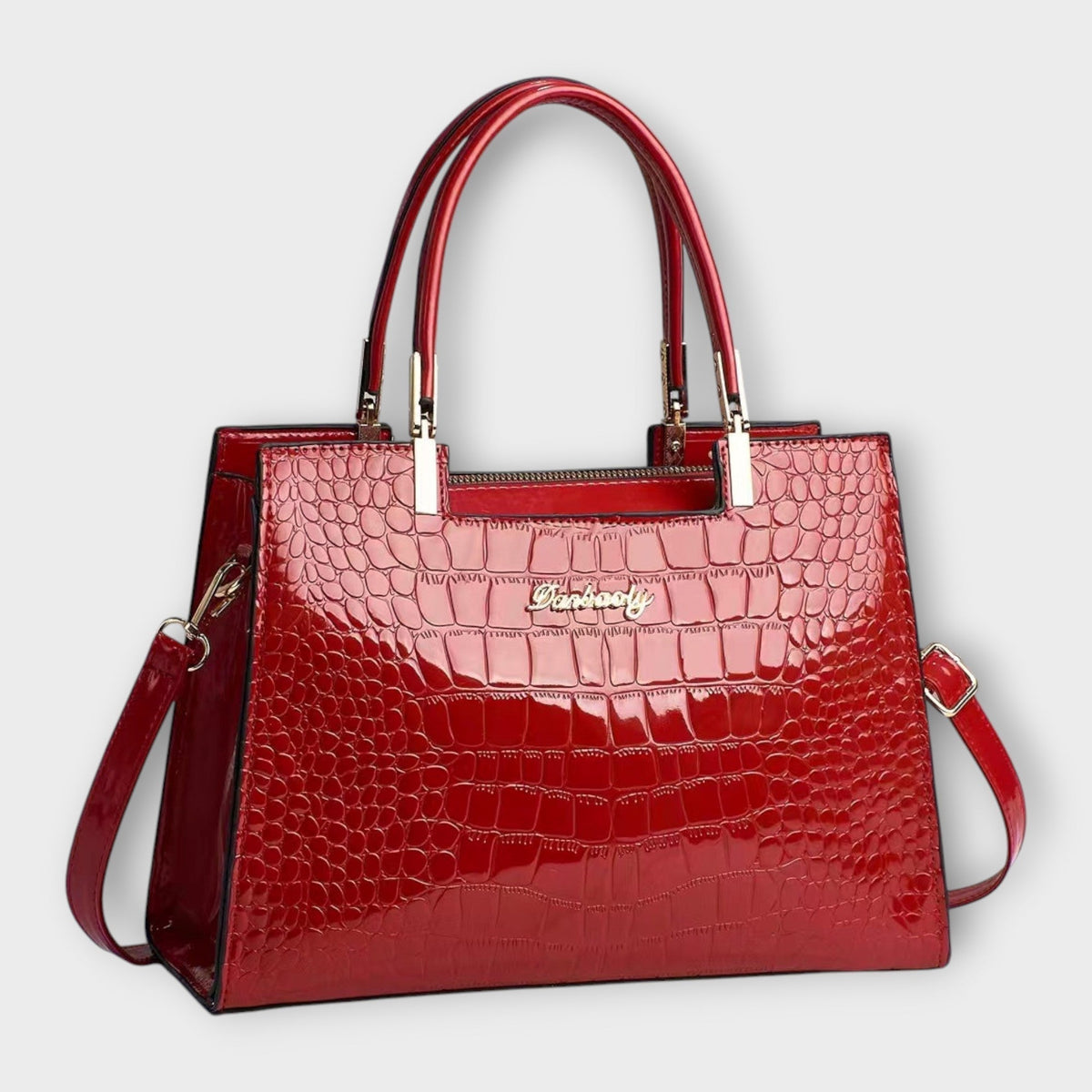 Valentina | Glossy Crocodile-Pattern Handbag