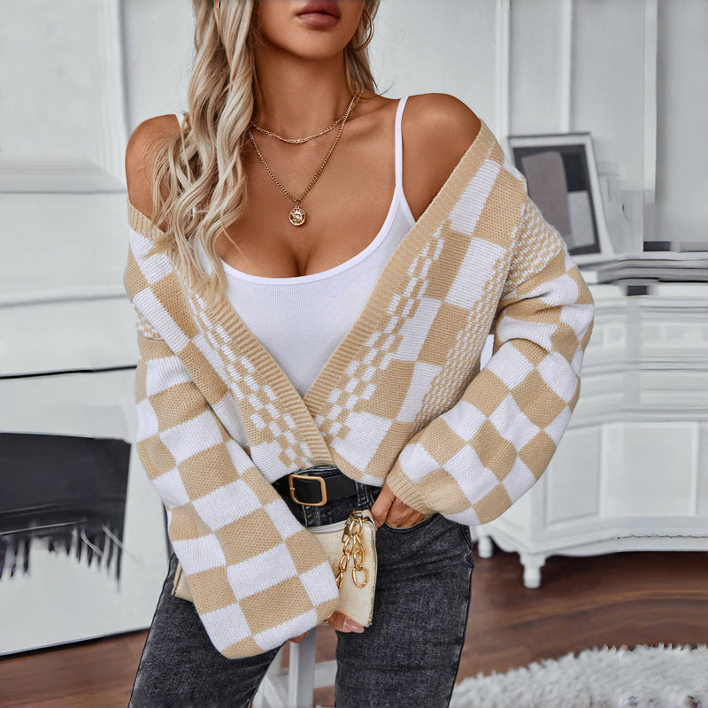 Gabriella | Women’s Comfort Check Pattern Cardigan
