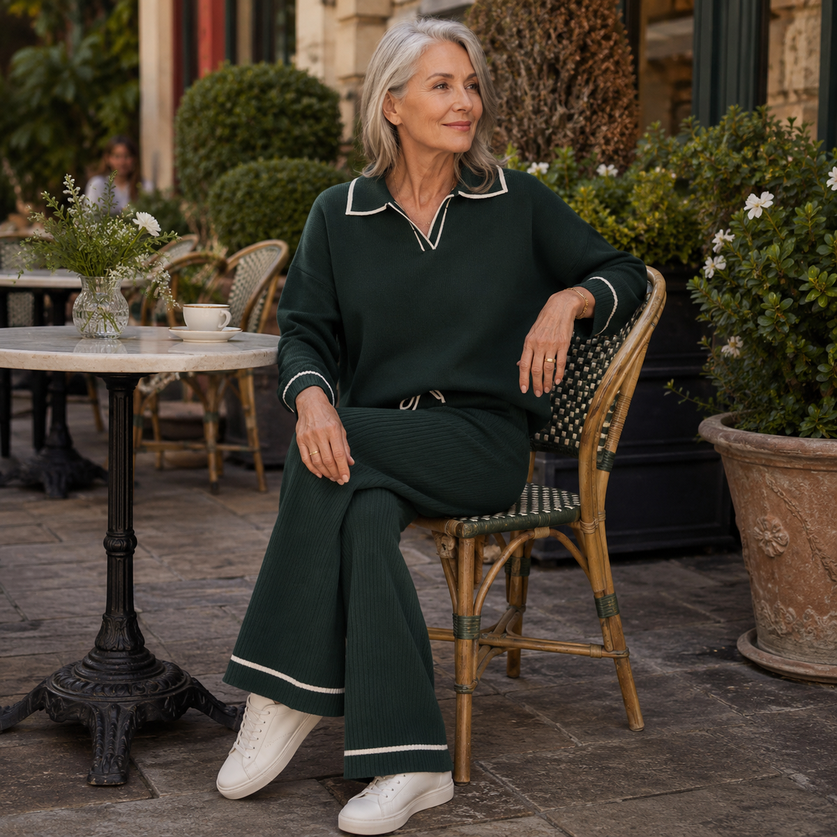 Harrington Ribbed Wide-Leg Lounge Set