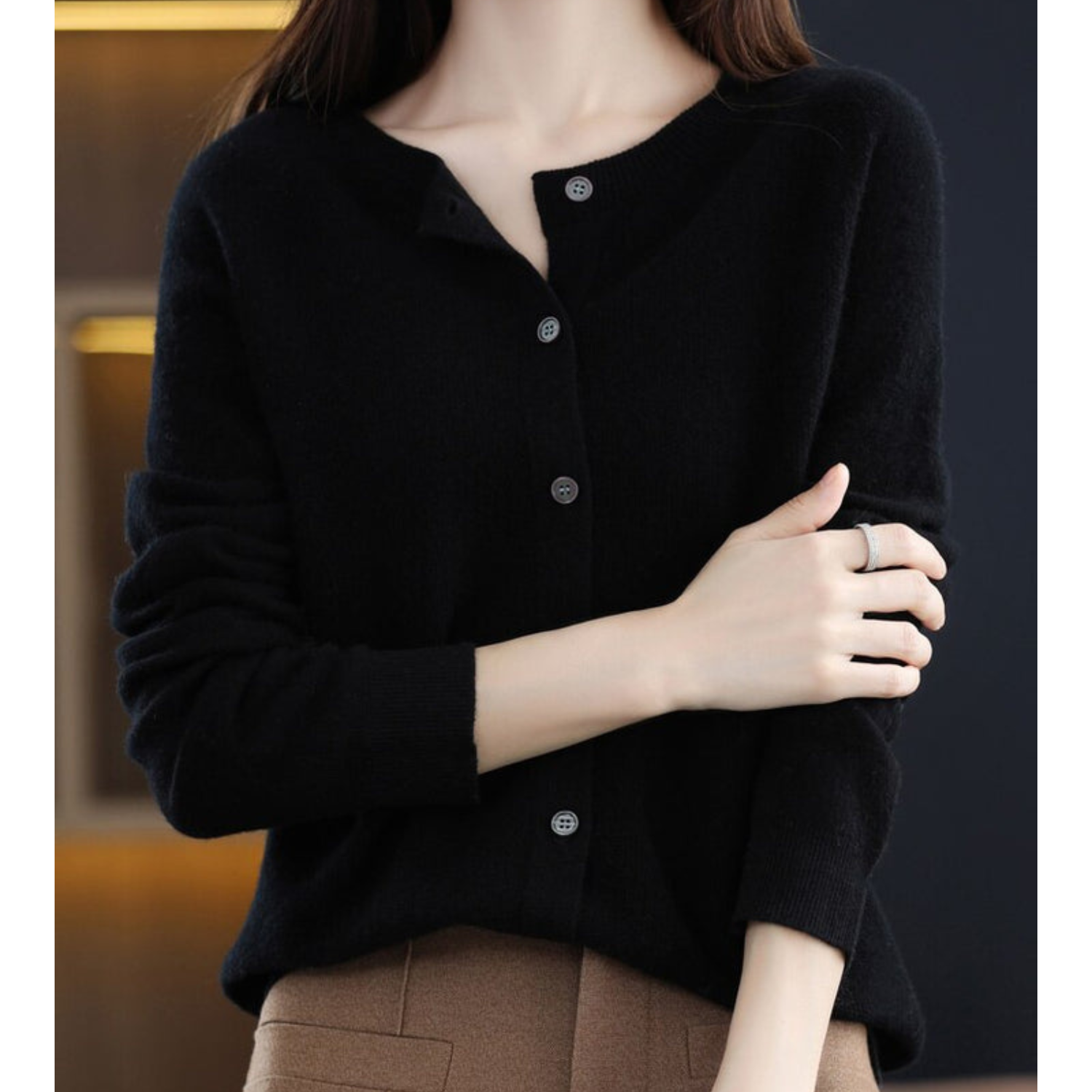 Jazlyn | Women’s Round Neck Relaxed Fit Cardigan