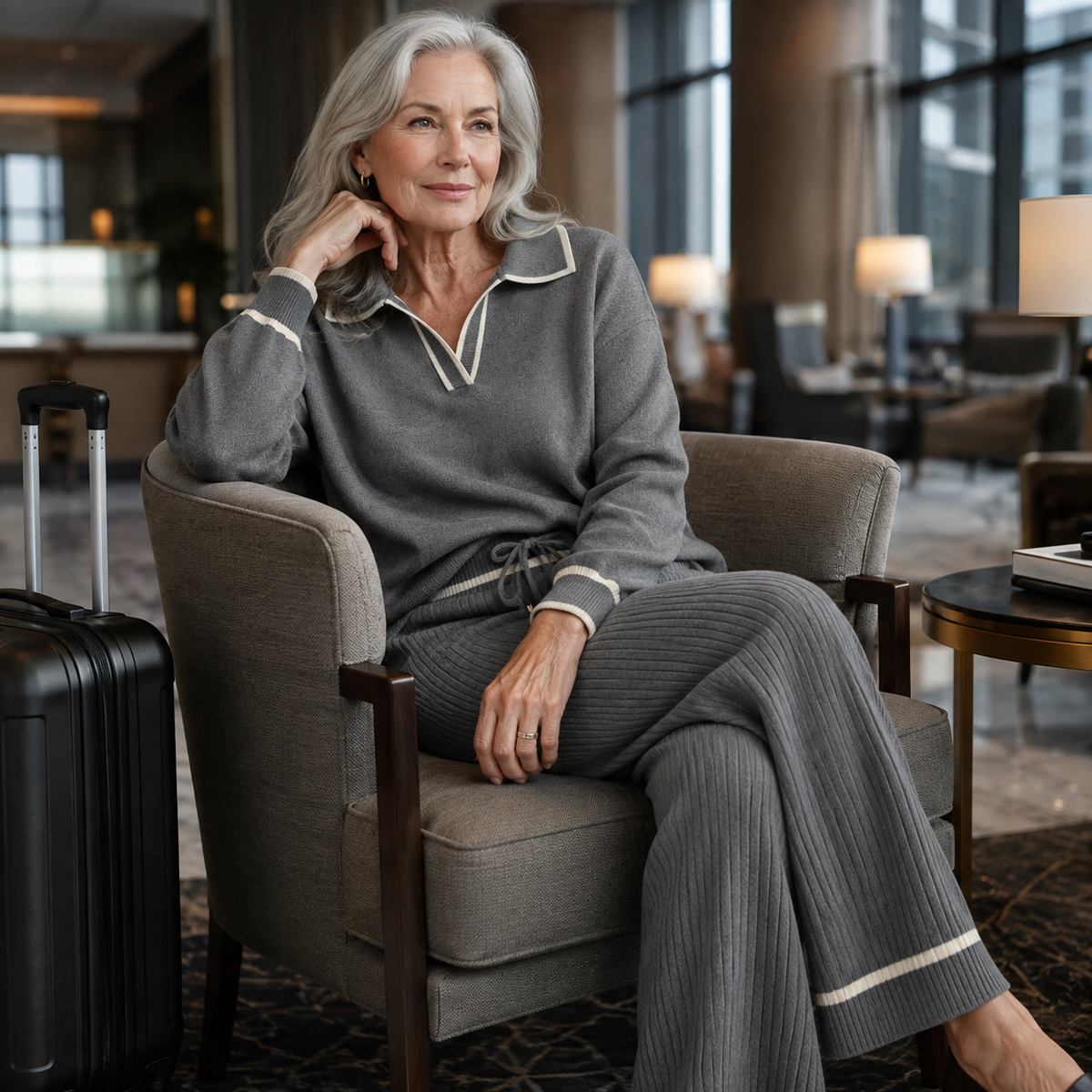 Harrington Ribbed Wide-Leg Lounge Set