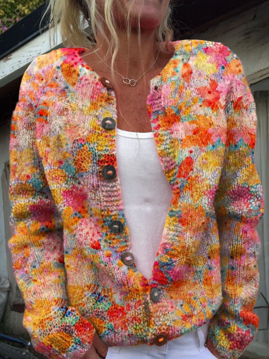 Helena™ | Vintage Print Cardigan Sweater