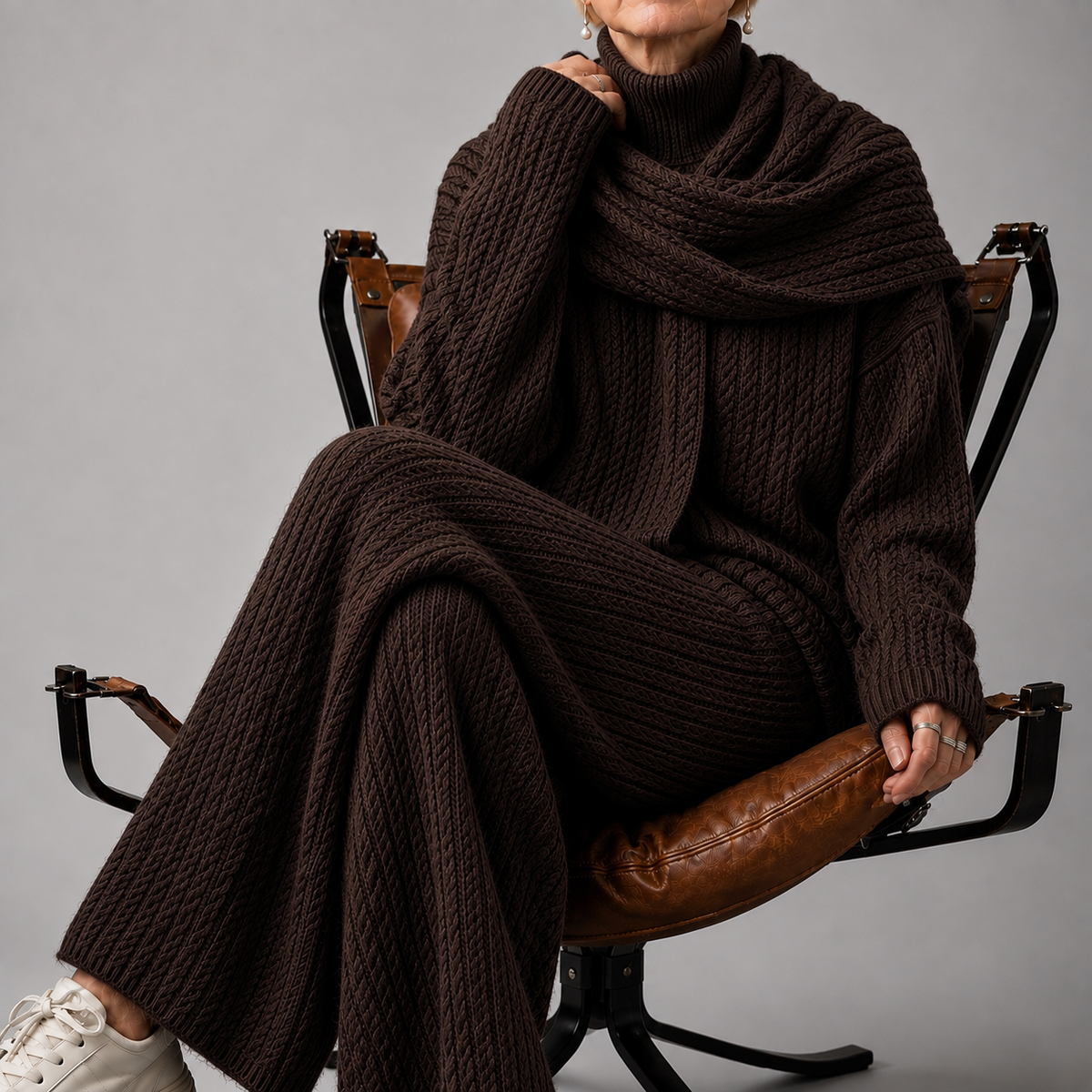 Alena Cable-Knit Turtleneck Set
