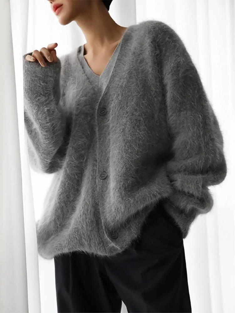 Peyton | Women’s Elegant Fluffy V-Neck Cardigan