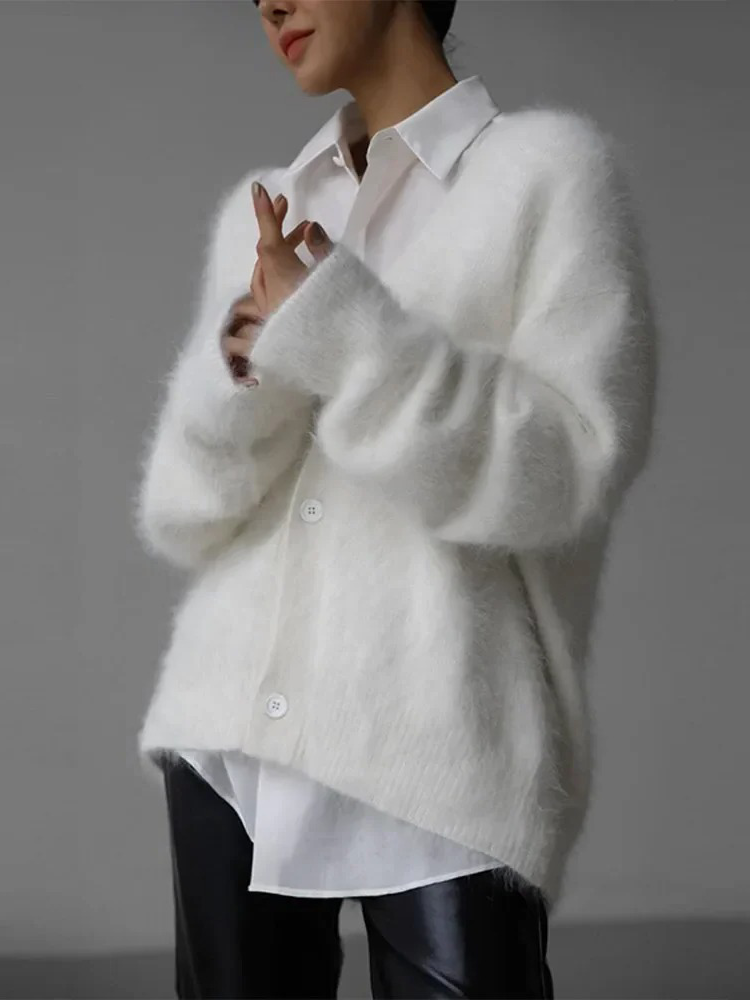 Peyton | Women’s Elegant Fluffy V-Neck Cardigan