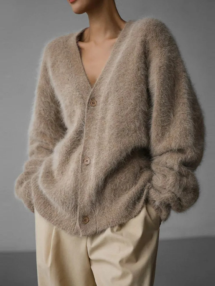 Peyton | Women’s Elegant Fluffy V-Neck Cardigan
