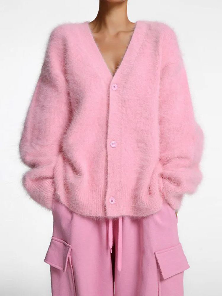 Peyton | Women’s Elegant Fluffy V-Neck Cardigan