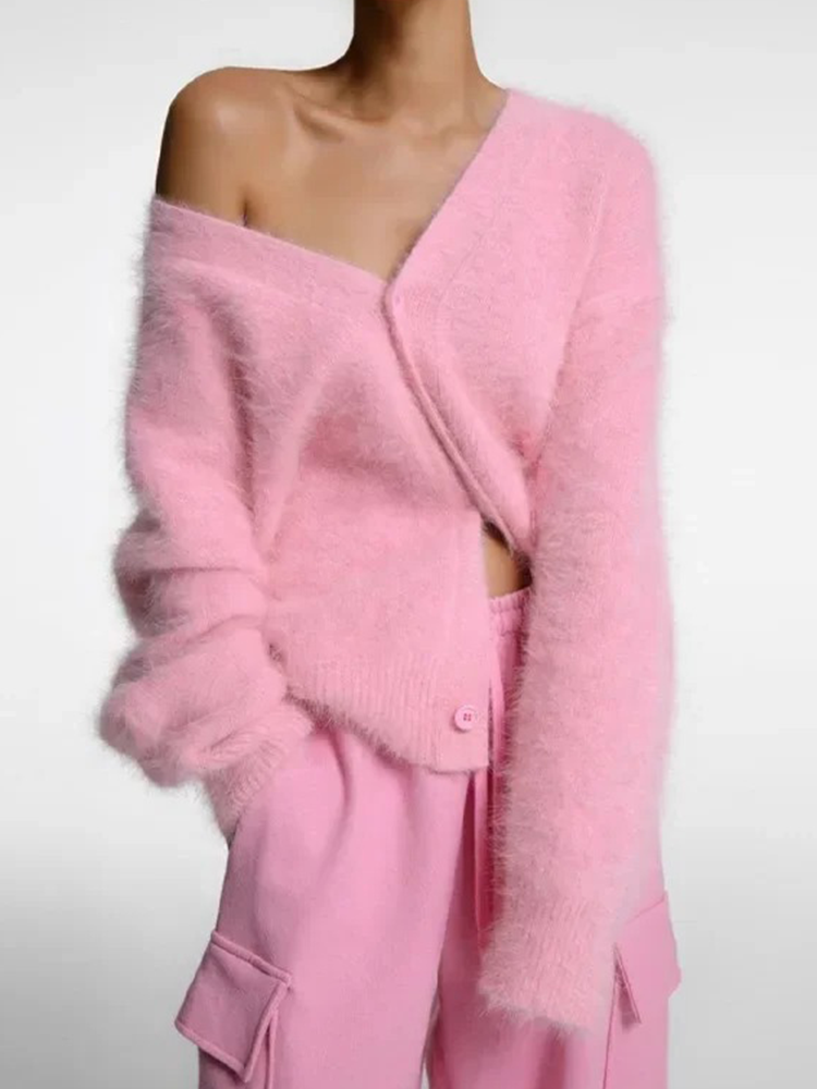 Peyton | Women’s Elegant Fluffy V-Neck Cardigan