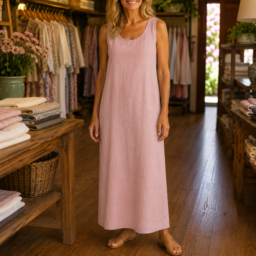 Ismera | Sleeveless Round Neck Relaxed Midi Dress