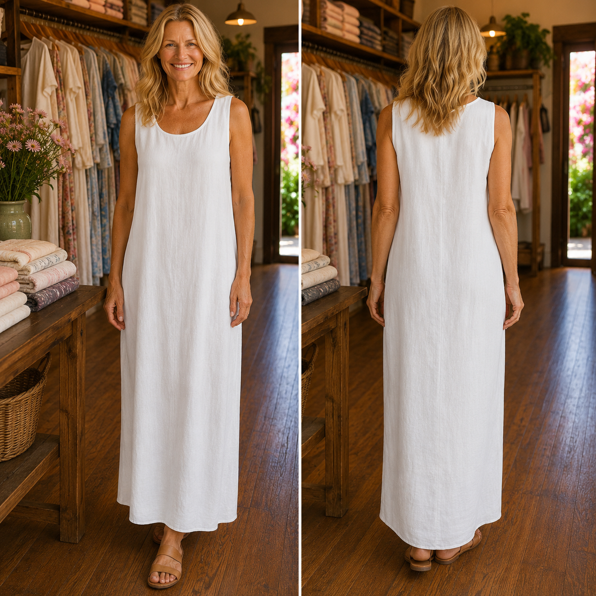 Ismera | Sleeveless Round Neck Relaxed Midi Dress