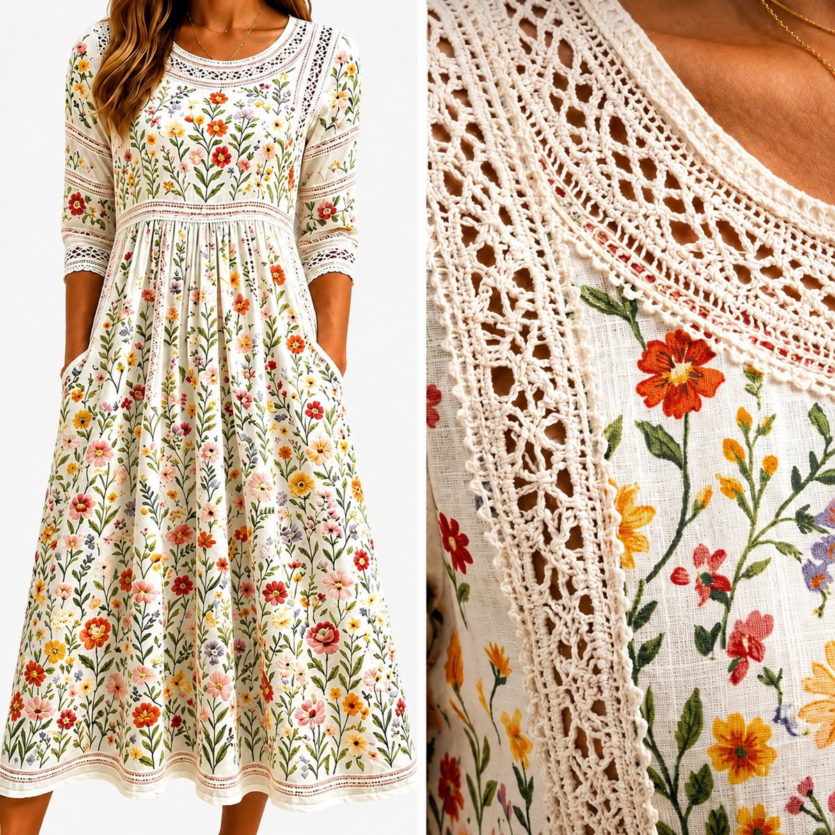 Wildflower Meadow Charm Midi Dress
