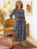 Manuela | Printed Dress with Ethnic Patchwork