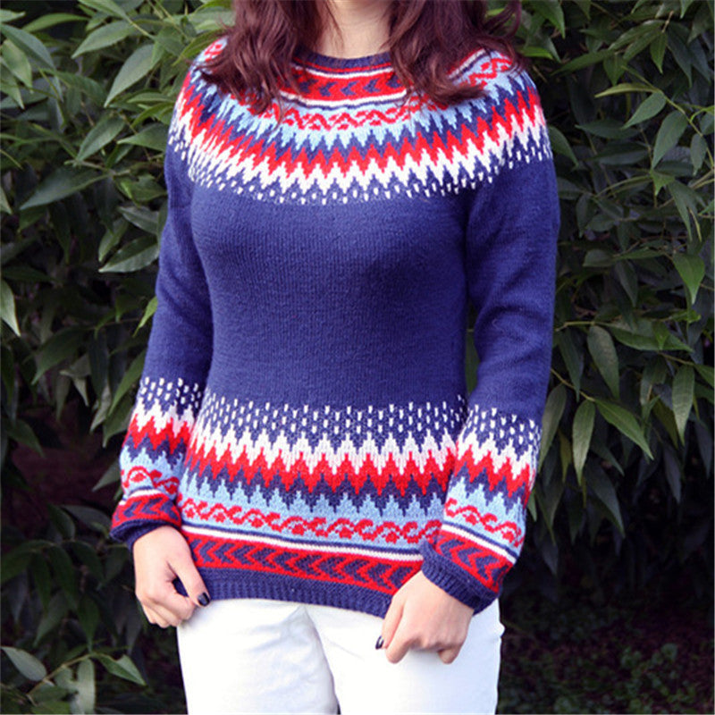 Renata Geometric Pattern Pullover Sweater