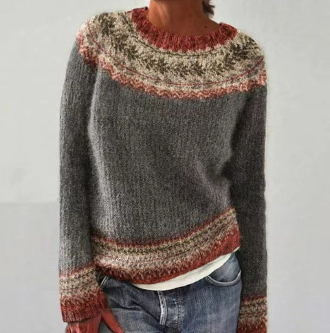 Renata Geometric Pattern Pullover Sweater