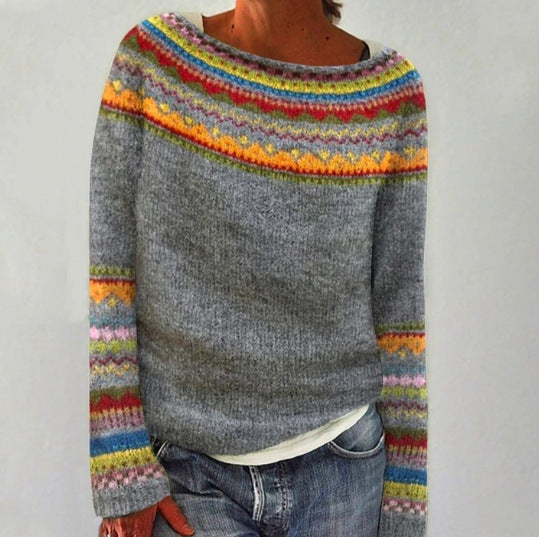 Renata Geometric Pattern Pullover Sweater