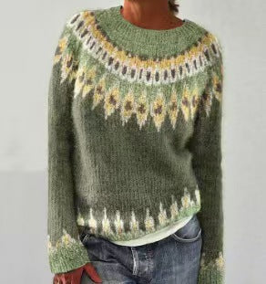 Renata Geometric Pattern Pullover Sweater