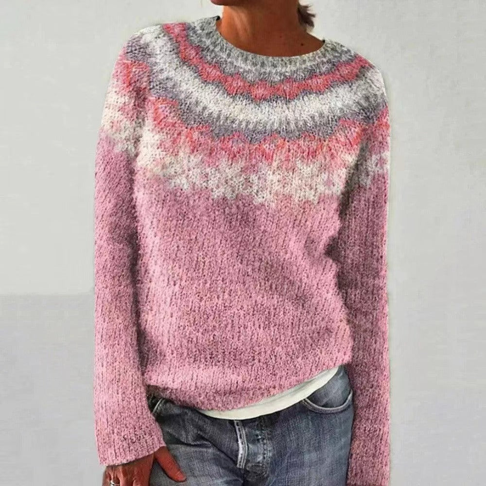 Renata Geometric Pattern Pullover Sweater