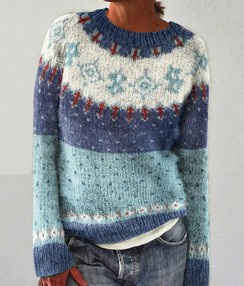 Renata Geometric Pattern Pullover Sweater