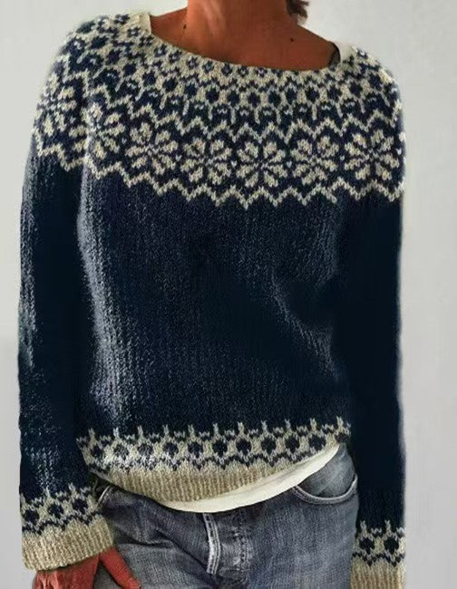 Renata Geometric Pattern Pullover Sweater
