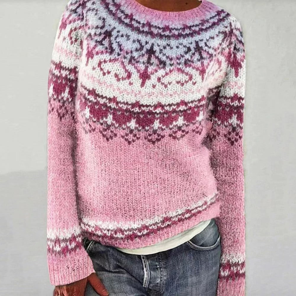 Renata Geometric Pattern Pullover Sweater