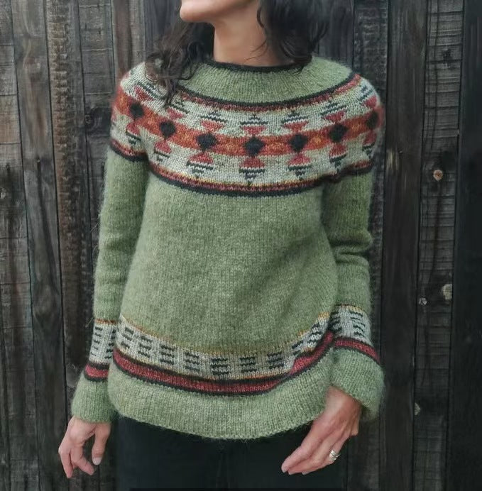 Renata Geometric Pattern Pullover Sweater
