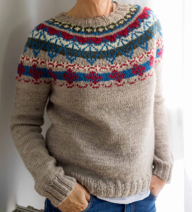 Renata Geometric Pattern Pullover Sweater