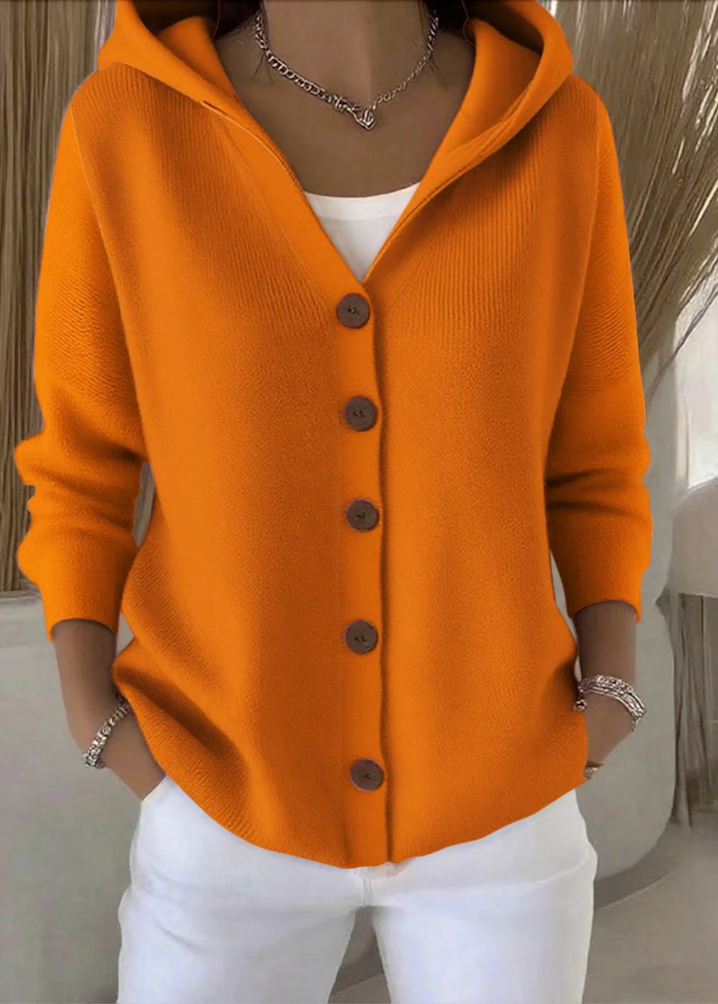 Josephine | Women's Elegant Hooded Buttoned Cardigan