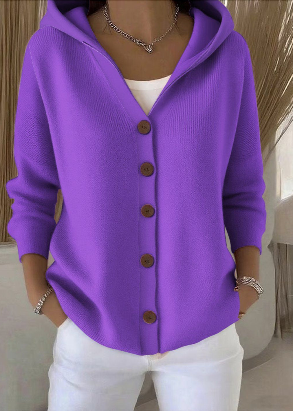 Josephine | Women's Elegant Hooded Buttoned Cardigan
